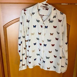 Silk/poly blend butterfly blouse